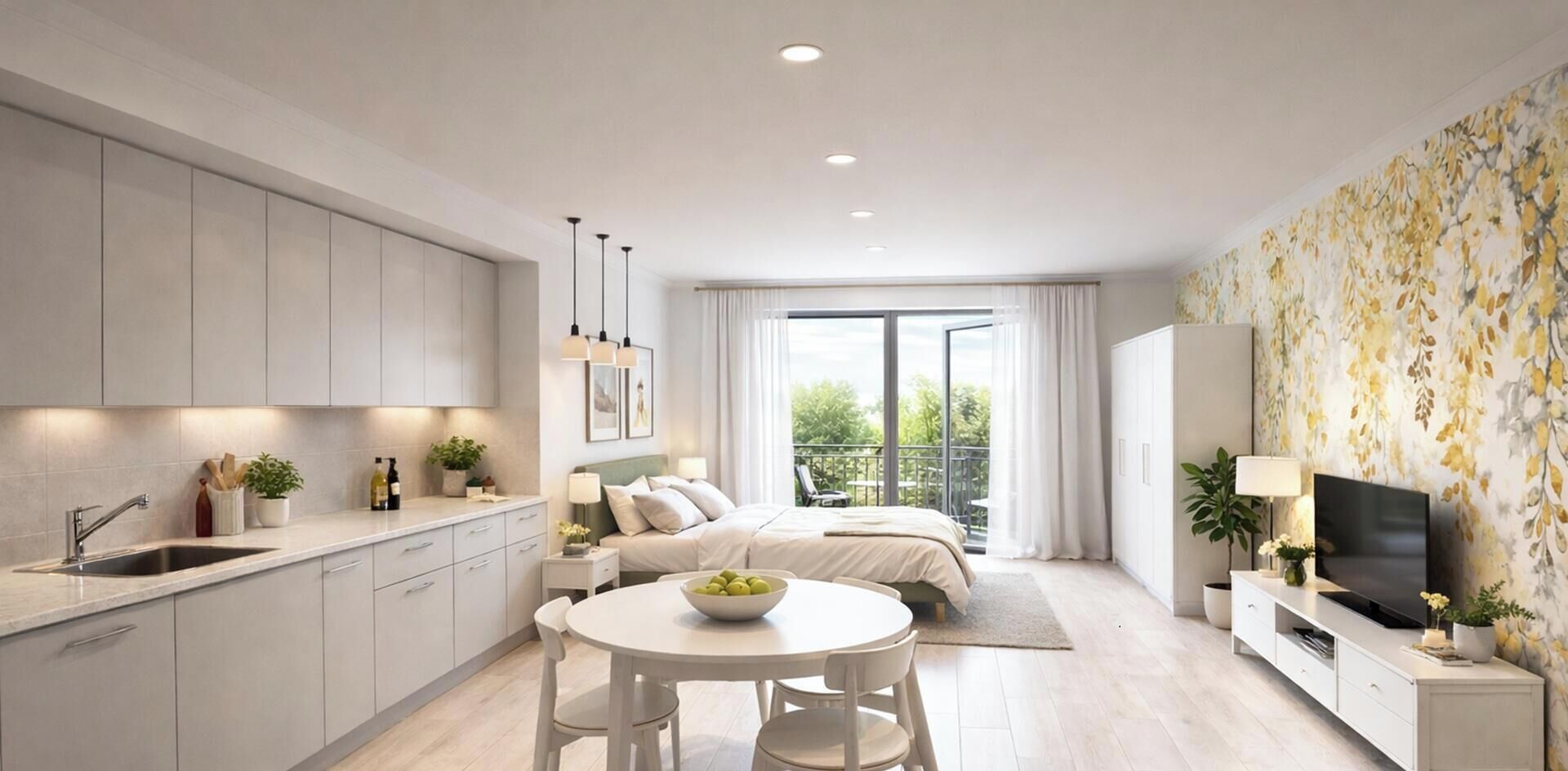 Apartment, Balcony | Hypo-allergenic bedding, down comforters, memory foam beds, in-room safe