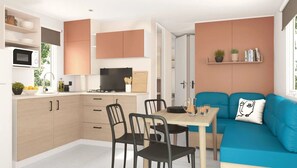 Dining - ZEcamping 3 étoiles animé - mobil-home TV LV clim 27m2 8 pers (Moustiers-Sainte-Marie)