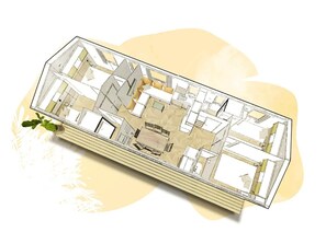 Floor plan - ZEcamping 3* 500m plage espace aquatique locatif TV BBQ 40m2 (Plobannalec-Lesconil)