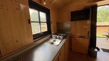 Réfrigérateur, micro-ondes, plaque de cuisson