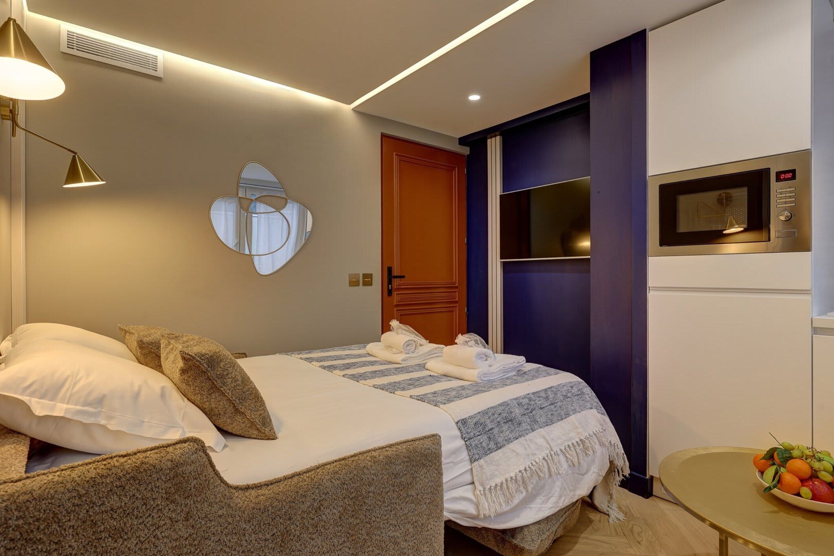 Apartment | 1 Schlafzimmer, laptopgeeigneter Arbeitsplatz, Bügeleisen/Bügelbrett