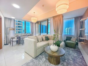 Living area - Sea View Retreat with Ain Dubai (Dubai)