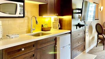 Fridge, microwave, toaster, high chair