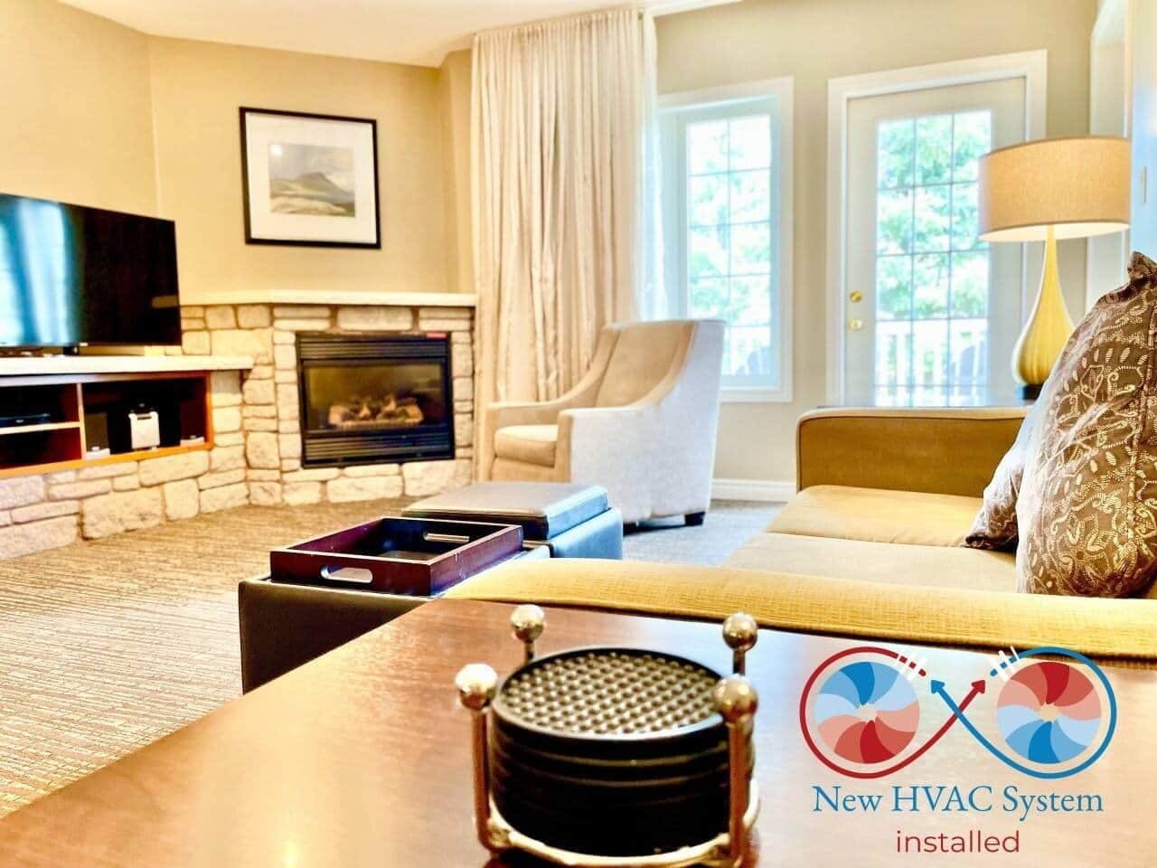 Fireplace, DVD player, ping pong, stereo