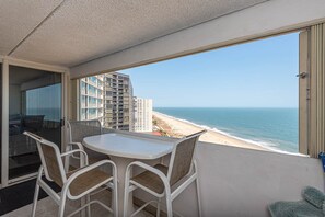 Outdoor dining - Oceanfront 15th Floor Condo w/ Balcony & Pool (Ocean City)