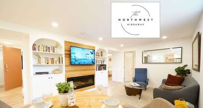Your modern Northwest Hideaway Suite with cozy fireplace