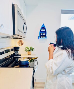 Microwave, oven, stovetop, dishwasher - 1 Bedroom Apt | Bow River Views | 5 mins to Stampede | Free Street Parking (Calgary)
