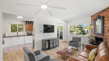 Televisión y chimenea