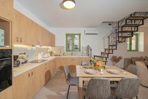 Private kitchen - Villa with private pool, ideal for families and groups of friends. (Koskinou)