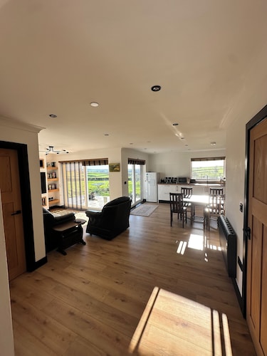 Modern accommodation with scenic views of Llansteffan.