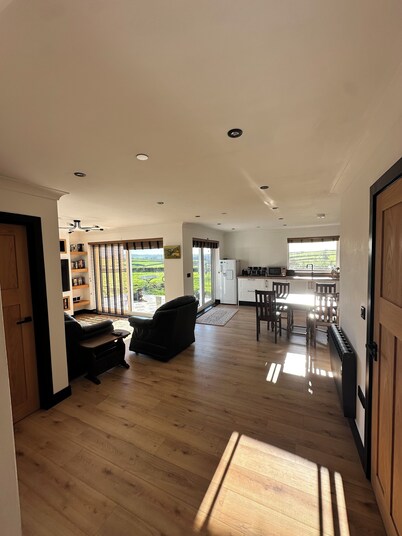 Modern accommodation with scenic views of Llansteffan.