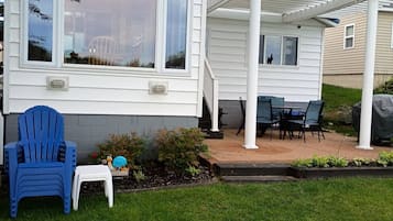 A single-story house with a covered patio area.