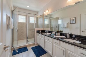 Hair dryer, towels, toilet paper
