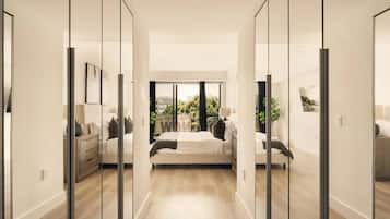 3 soverom, skrivebord, strykejern/-brett og reiseseng for barn