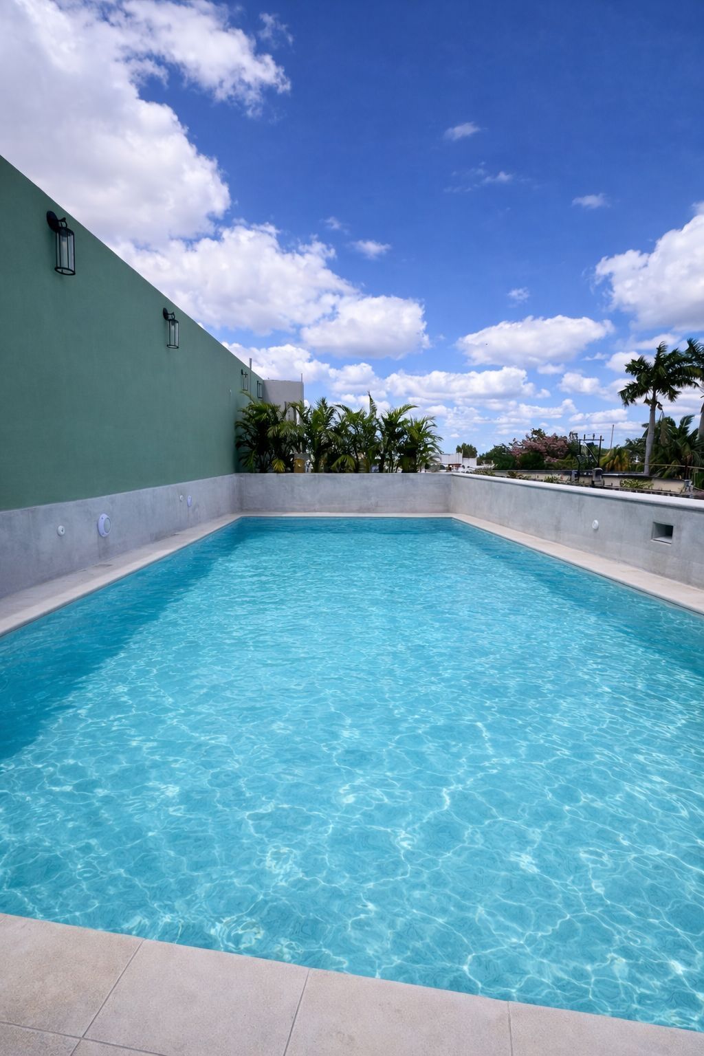 Outdoor pool, sun loungers