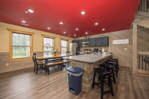 Fridge, microwave, oven, stovetop - A Majestic Hilltop – 6 Bedroom ,Indoor Pool, Theater and Stunning Mount Views (Gatlinburg)