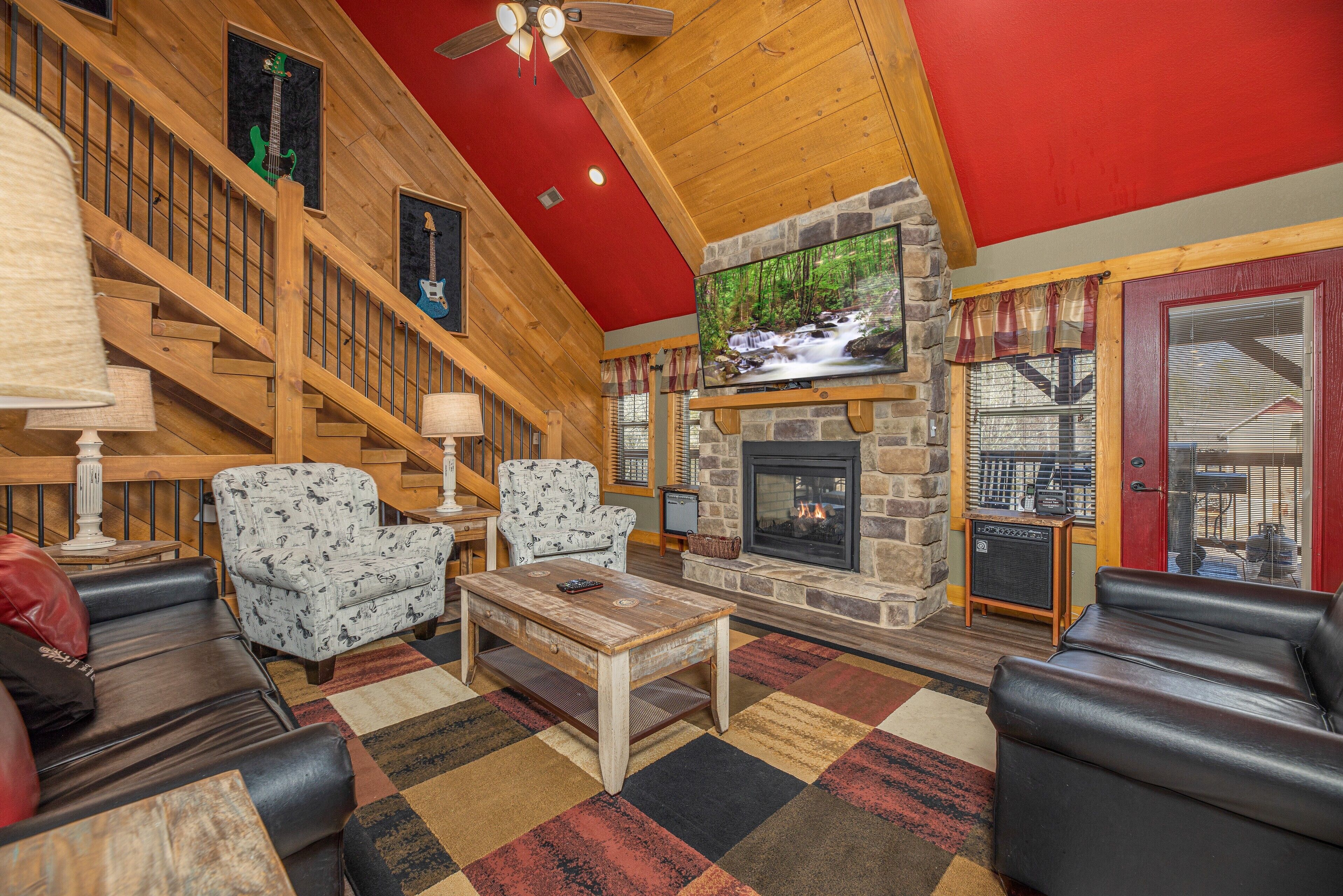 Smart TV, fireplace, video games, foosball