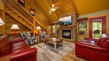 Smart TV, fireplace, video games, DVD player