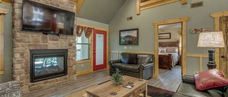 Smart TV, fireplace, DVD player