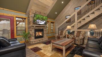 智能電視、壁爐、DVD 播放機