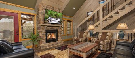 Smart TV, chimenea y reproductor de DVD