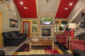 Smart TV, fireplace, DVD player
