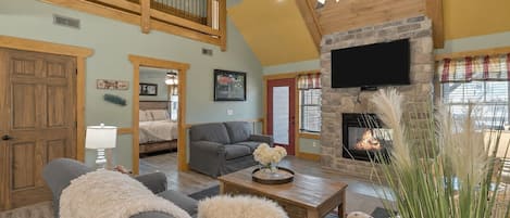 Smart TV, fireplace, DVD player