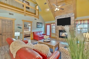 Smart TV, fireplace, DVD player