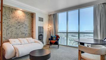 43-inch flat-screen TV with satellite channels