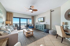 TV, fireplace - The Palms West 515 | Beachfront | Pools | My Beach Getaways (Orange Beach)