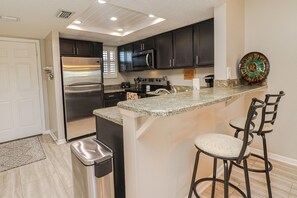 Fridge, microwave, oven, stovetop - Ocean Views From Beautiful, Quiet St. Augustine Condo, Island South 26! (St. Augustine)