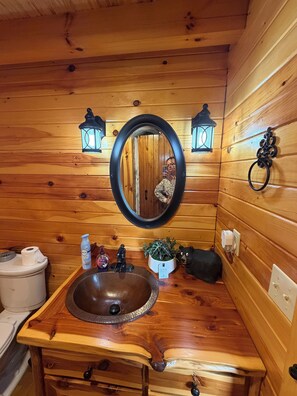 Shower, towels, soap, toilet paper