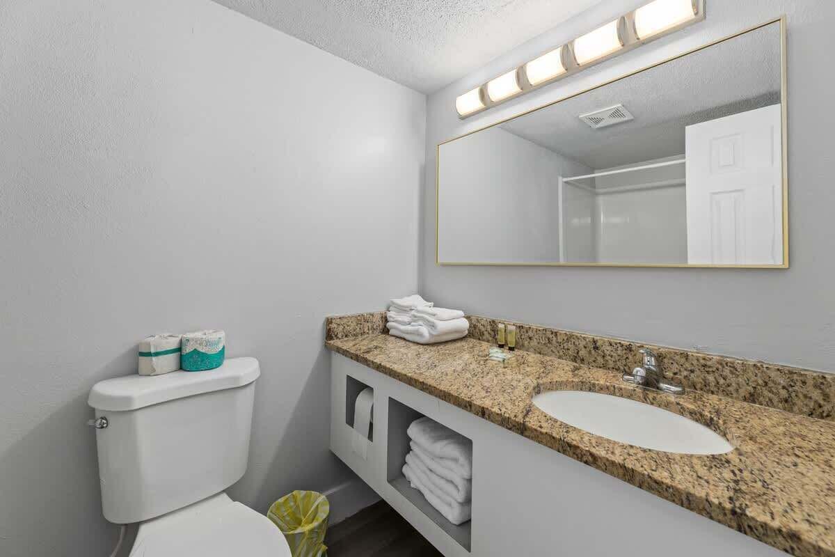 Douche, sèche-cheveux, shampoing