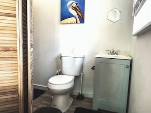 Séchoir à cheveux, serviettes fournies, savon, papier de toilette