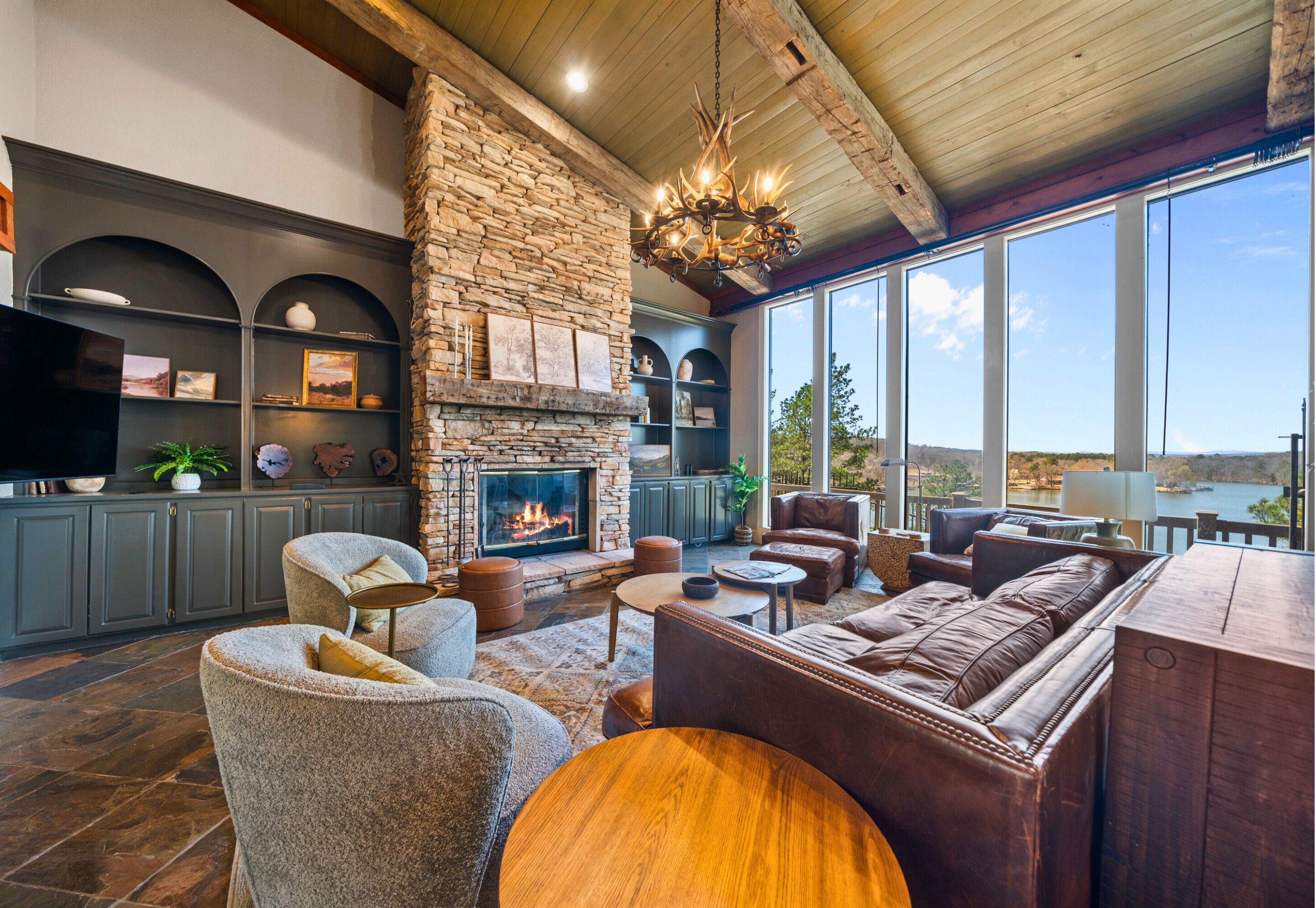 Smart TV, fireplace, video games, foosball