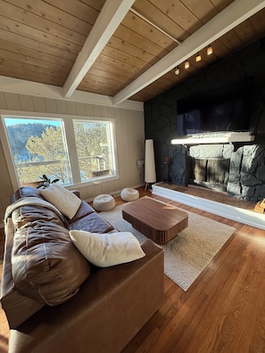 Smart TV, chimenea, videojuegos y libros