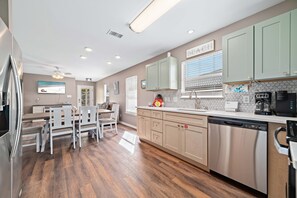Fridge, microwave, oven, stovetop - Downtown Gulf Shores Duplex w/ Private Pool, Dog Friendly | BEACHBALL PROPERTIES (Gulf Shores)