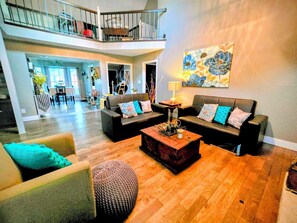 Smart TV, fireplace, video games, stereo