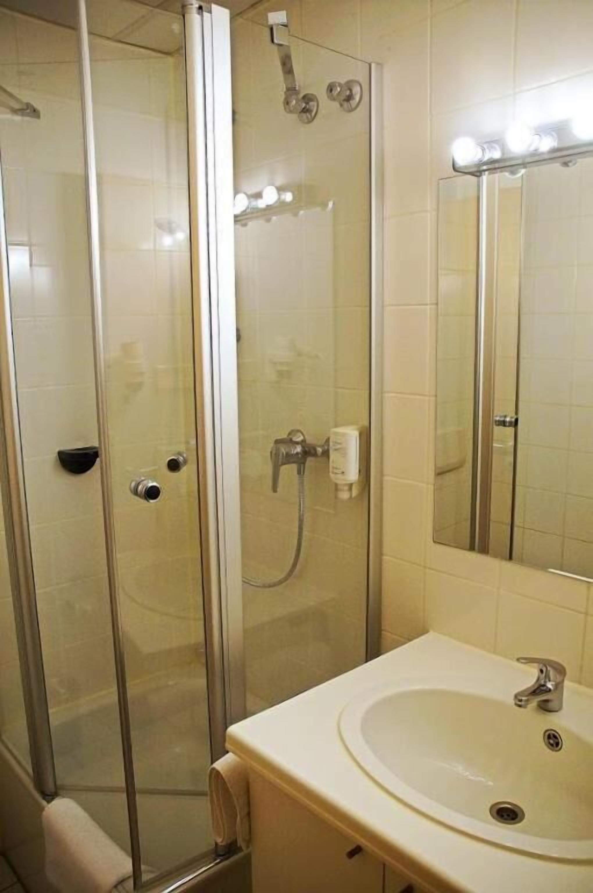 Habitación estándar con 1 cama doble o 2 individuales | Baño | Ducha, secador de pelo, toallas y jabón