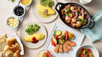 Café da manhã com buffet todos os dias mediante uma taxa