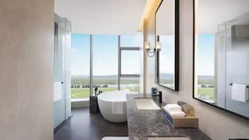 Suite – premier, 1 kingsize-seng, elveutsikt | Bad