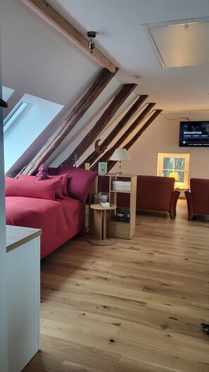 Smart TV, books, music library, stereo