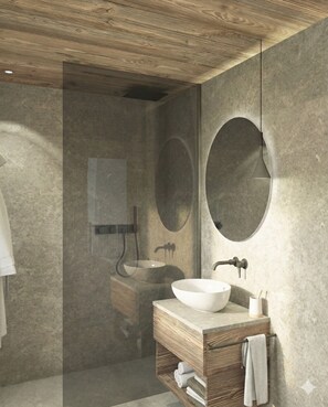 Shower, bidet, towels - 121B - Dosplain Panoramic Apartments | Piz Miara (Santa Cristina Valgardena)