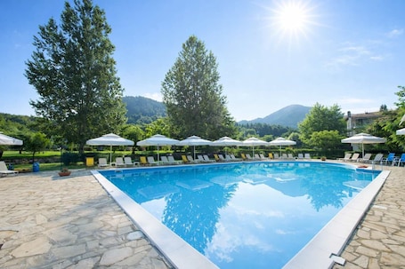 Pool. Agriani Hotel – Triple with Pool & Mountain Views