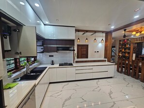 Fridge, microwave, dishwasher, electric kettle