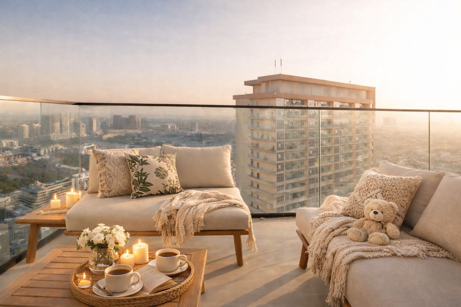 Apartamento luxo, sacada, vista para a cidade | Terraço/pátio