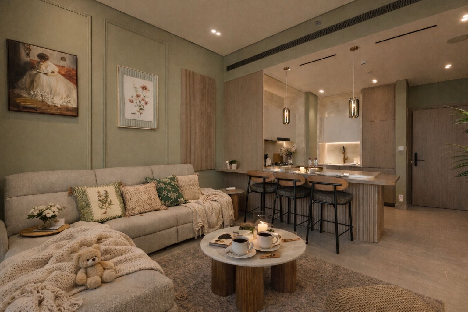 Deluxe Apartment, Balcony, City View | Living area | 65-inch Smart TV with satellite channels, Netflix, streaming services