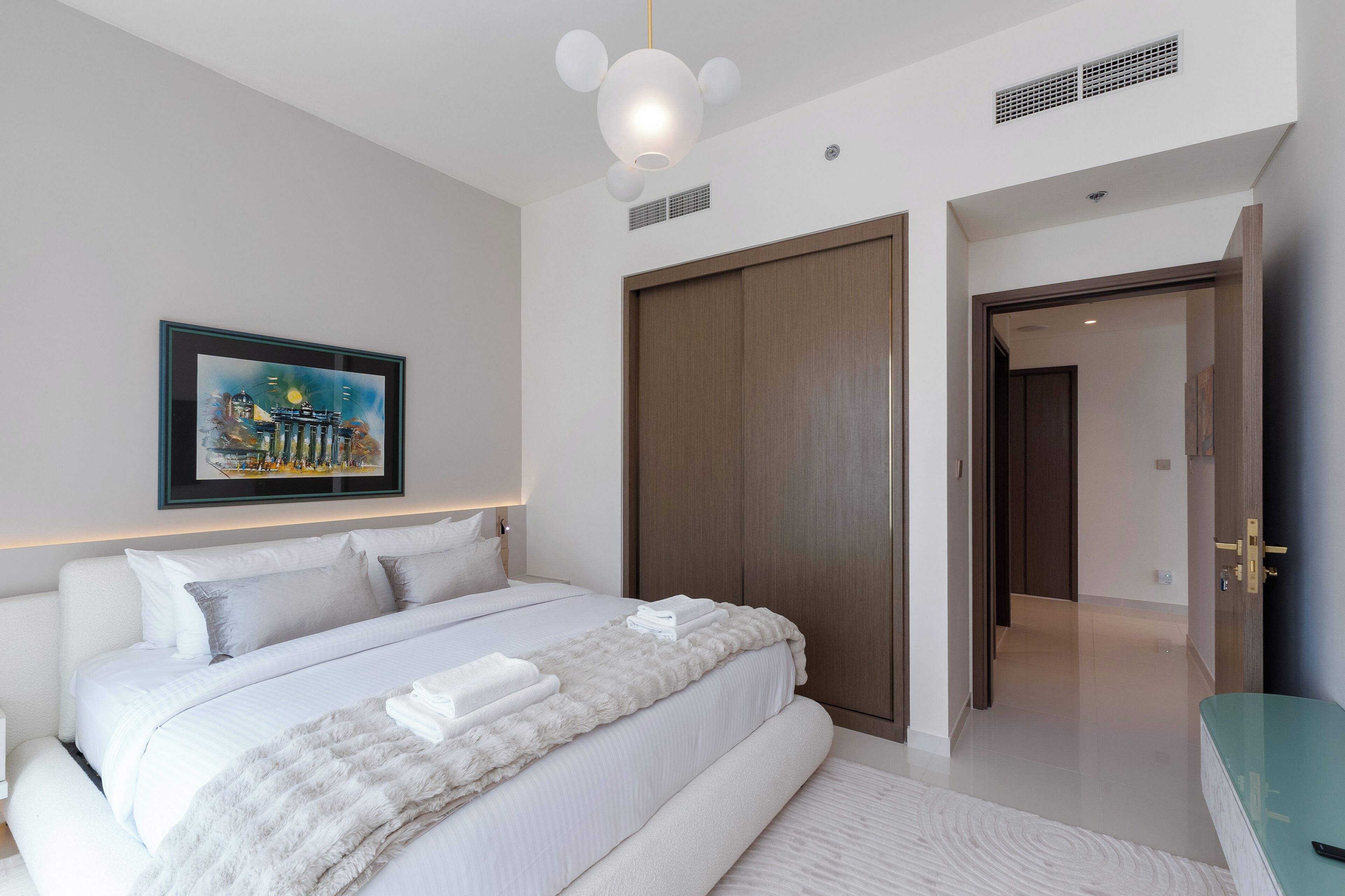 Premium Apartment, 1 Bedroom, Balcony, Partial Sea View | In-room safe, desk, laptop workspace, blackout drapes