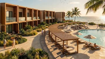 4 outdoor pools, pool umbrellas, sun loungers