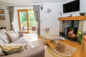 TV, fireplace, books - Rural Cornish Retreat with Wood Burner & Countryside Views (Cornwall)